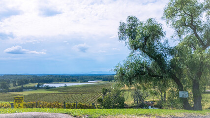 ドローンで上空から撮影したオーストラリアの田舎町、ハンターベリー