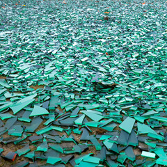 Field of green broken glass