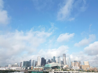 Obraz premium Houston city skyline with clouds aerial view