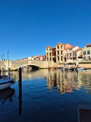 view of the town near water