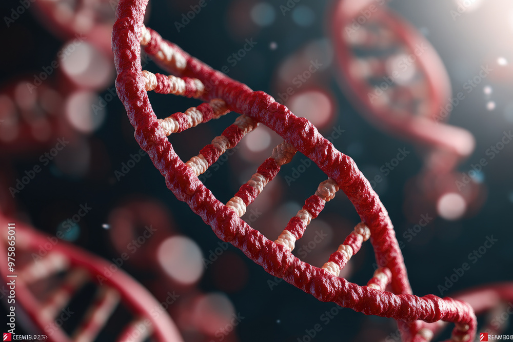 Poster explore a captivating abstract background featuring motion graphics of dna cells and atoms, perfect 
