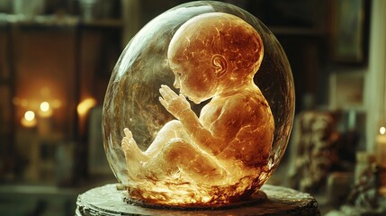 Show a 3D image of a fetus during the quickening, highlighting the first movements felt by the mother