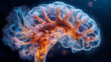 Fototapeta premium Create a 3D image of the early stages of fetal brain development, focusing on neural growth