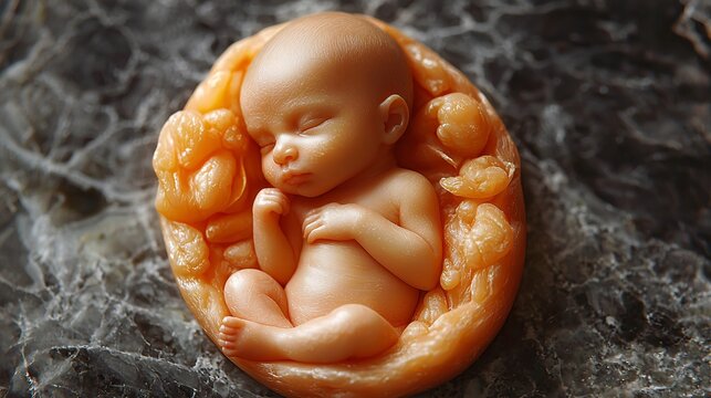 Create a 3D image of the fetus skin development, showing the formation of the vernix caseosa