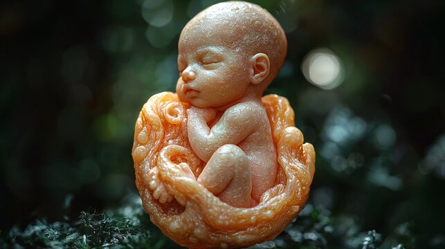 Create a 3D image of the fetus skin development, showing the formation of the vernix caseosa