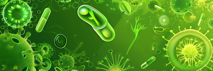 Bright Green Medical Abstract: A lively green-colored medical abstract background showcasing various organic shapes and patterns, conveying a sense of vitality and growth.