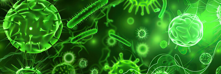 Bright Green Medical Abstract: A lively green-colored medical abstract background showcasing various organic shapes and patterns, conveying a sense of vitality and growth.
