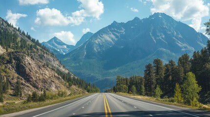 Fototapeta premium Empty Road Through Mountain Pass.