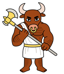 Cartoon Minotaur character drawing
