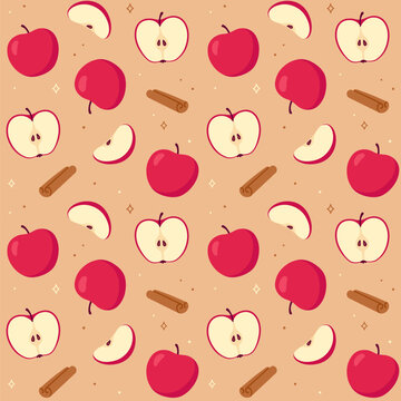 Apple pie ingredients seamless pattern