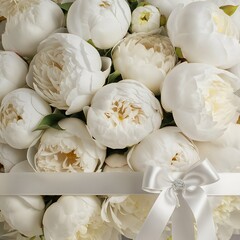 Pure white peony flowers as floral art background, wedding decor and luxury branding design