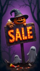 Halloween-Themed Product Promotion Podium - Spooky Display for Seasonal Marketing	
