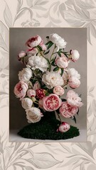 Blooming peony flowers as floral art background, botanical flatlay and luxury branding design