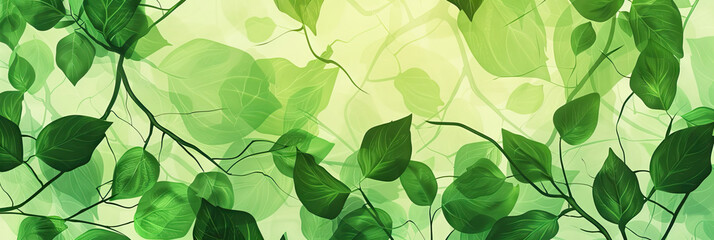 Green Healing Harmony: A calming green medical abstract background with leaves and vines woven through the pattern, conveying themes of recovery and wellness.