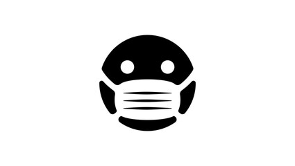Emoji with mask, black isolated silhouette