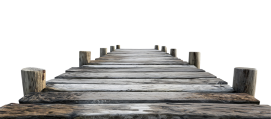 Old wooden pier isolated.