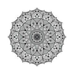 Mandala design with arabic islamic style black and white background
