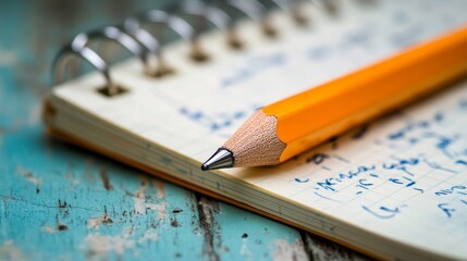 A pencil and notepad with scribbled notes 