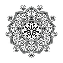 Mandala design with arabic islamic style black and white background