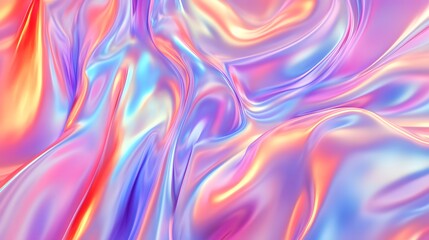 Fototapeta premium Holographic, iridescent background with pastel rainbow colors, fluid and flowing shapes