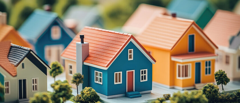 Explore a vibrant community showcasing colorful buildings and small house models, highlighting housing equity and the importance of inclusive neighborhoods.
