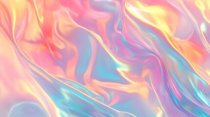 Fototapeta premium Holographic, iridescent background with pastel rainbow colors, fluid and flowing shapes