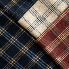 Textile fabric featuring a classic plaid pattern in earthy tones ideal for fashion or home decor projects.