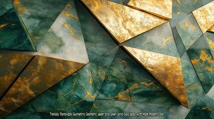 Green wallpaper adorned with elegant golden metallic touches for luxury Background