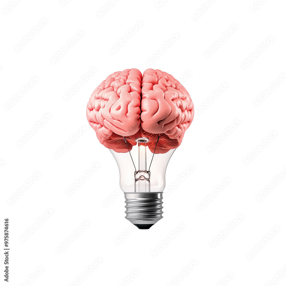 Aufkleber A creative light bulb design featuring brain symbolizes innovative thinking and intelligence. This unique concept merges idea of illumination with cognitive function, inspiring creativity. 