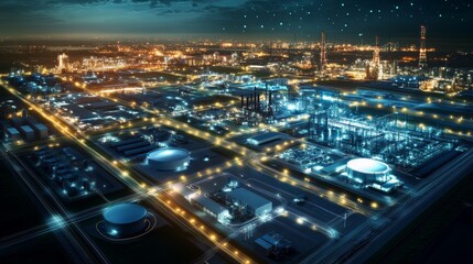 Naklejka premium Industrial Complex at Night.