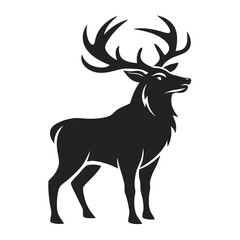 Large bull elk bugling silhouette vector illustration on a transparent background