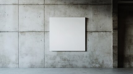 Blank canvas on concrete wall in minimalist setting