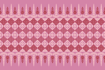 Ikat seamless pattern, geometric design, motif ethnic handmade, Ikat ethnic tribal, boho colors seamless wallpaper. Ethnic Ikat abstract background art, greeting cards, printing products.