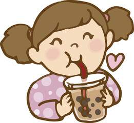 タピオカドリンクを飲む子ども