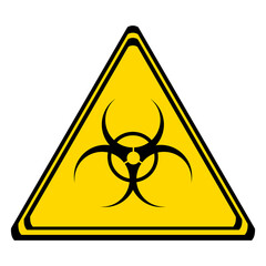 biohazard warning sign on a yellow triangular board.. biological in transparent background