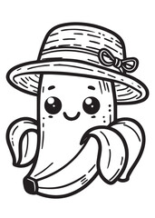 Banana wearing holiday hat kid coloring page 