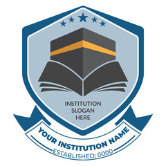 Islamic education logo design template with Kaaba