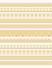 Egyptian gold elements on white background. Art Deco Seamless Pattern in a Trendy minimal Style. Geometric ethnic aztec pattern in tribal.