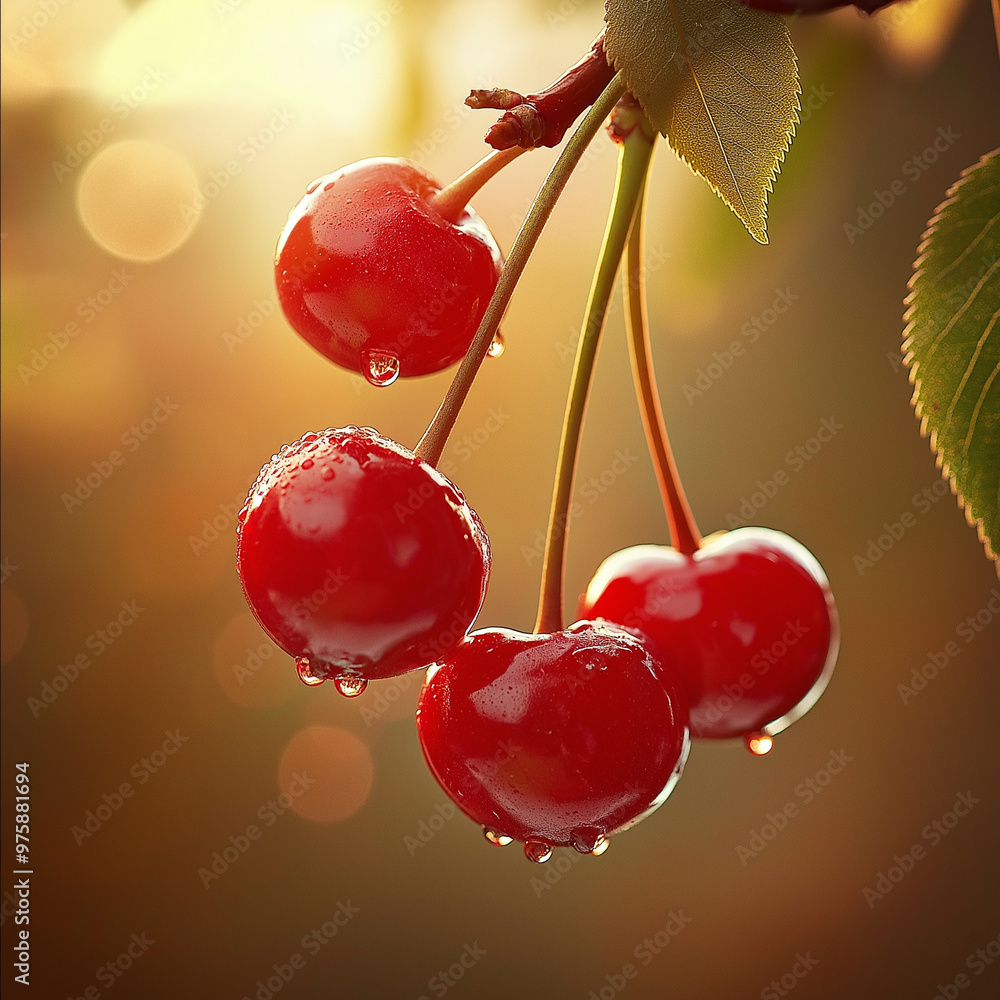 Wall mural fresh picked cherries