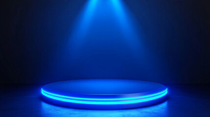 Neon blue lighting product display stage background
