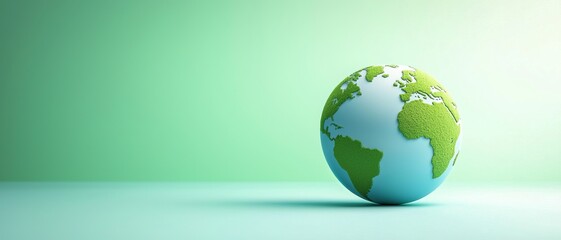 A vibrant globe resting on a soft green background, symbolizing global connection and environmental awareness.