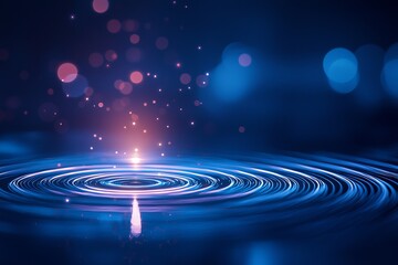 Fototapeta premium Abstract water ripple effect with shimmering light particles creating a tranquil and mesmerizing atmosphere.