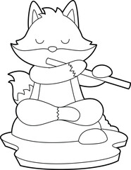 Fox Musician Flute Music Animal Vector Graphic Art Illustration