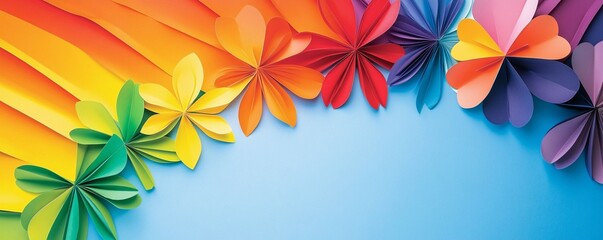 Obraz premium Vibrant LGBTQ Celebration Backdrop - Colorful Rainbow Flags and Symbols of Diversity Love and Equality for Pride Events and Community Spirit