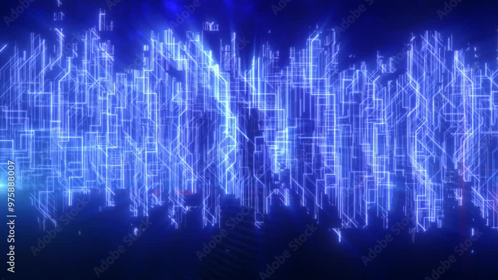 Poster abstract glowing energy futuristic blue hi-tech abstract background made of lines and computer strip