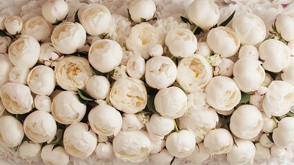 Pure white peony flowers as floral art background, wedding decor and luxury branding design