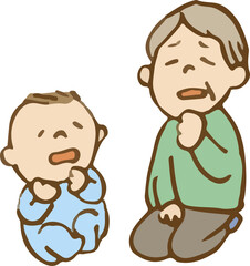Obraz premium 具合の悪い赤ちゃんと老人