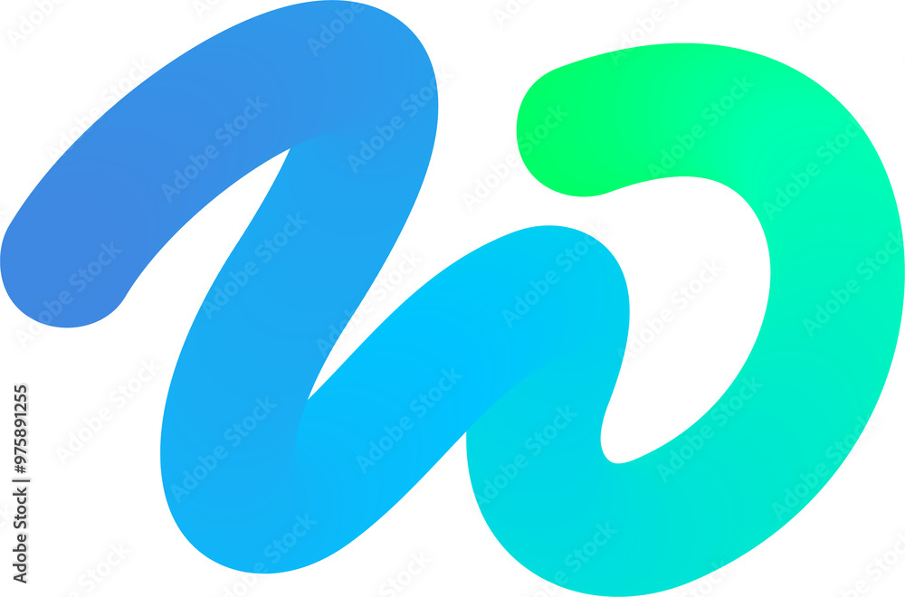 Poster 3d gradient shape. abstract blue colored fluid swirl element. wavy blend spiral object. dynamic orga