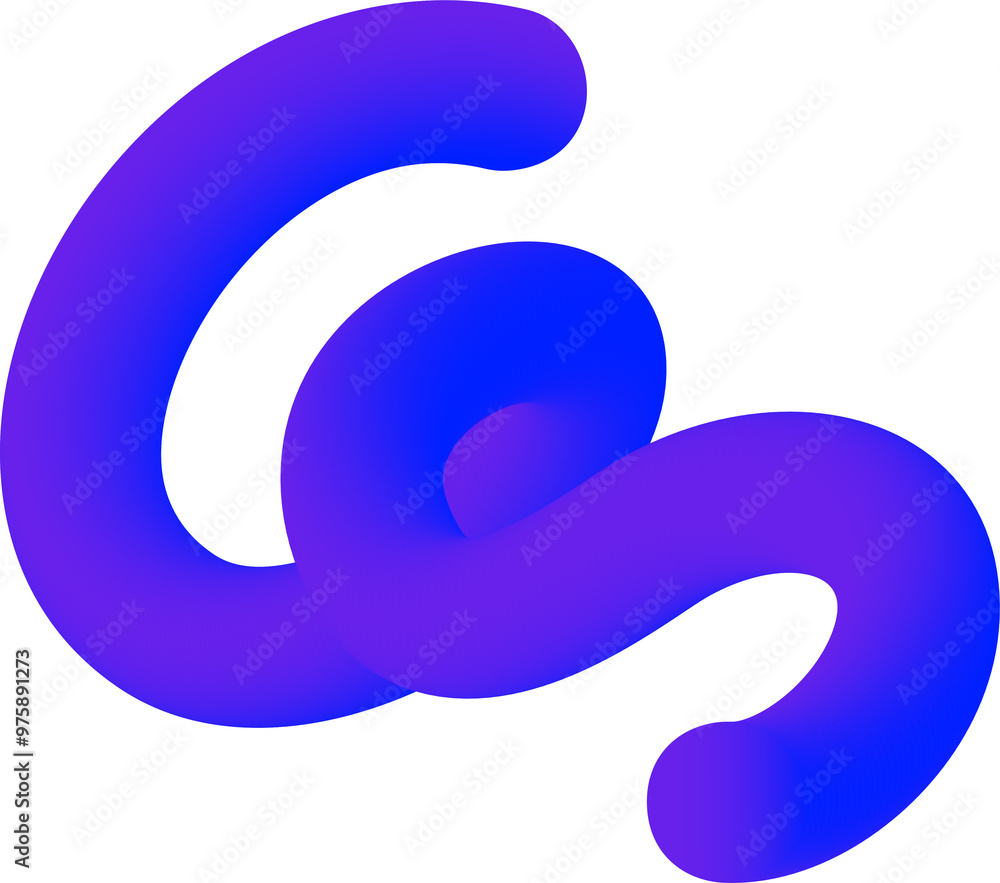 Poster 3d gradient shape. abstract blue colored fluid swirl element. wavy blend spiral object. dynamic orga