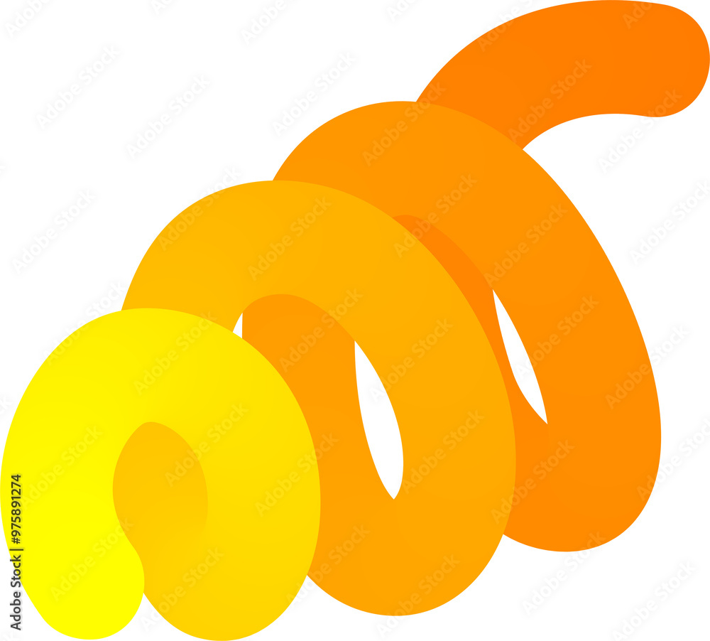 Poster 3d gradient shape. abstract yellow colored fluid swirl element. wavy blend spiral object. dynamic or